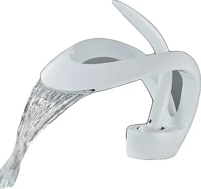 Obrázek produktu pro Umyvadlová baterie, nerezová ocel, moderní design, bílá barva