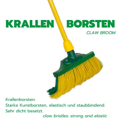 Produktbild von Novaliv Krallenbesen Set 30 cm Holz mit Teleskopstiel gebogenen Borsten mit Kehrgarnitur Gartenbesen Straßenbesen Kehrbesen (Besen + Kehrschaufel Set Krallenhandfeger, 40 cm)