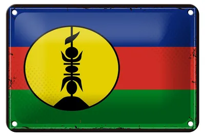 Produktbild von Blechschild Flagge Neukaledonien 18x12cm Retro Flag  Dekoration