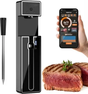 Produktbild von Fleischthermometer Bluetooth - Drahtloses Fleischthermometer - Fleischthermometer für den Ofen - Fleischthermometer mit App und Bluetooth-Funktion