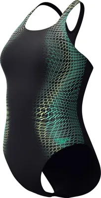 Image de Maillot de bain Speedo Medalist avec imprimé numérique pour femmes, avec bande sous poitrine, couleur : noir, taille : 42