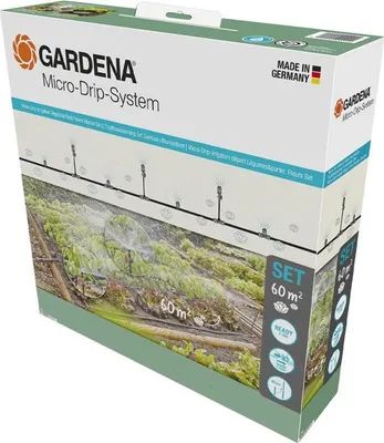 Immagine prodotto di Kit iniziale GARDENA per orti fino a 60 m², irrigazione a goccia, set completo, 13450-20