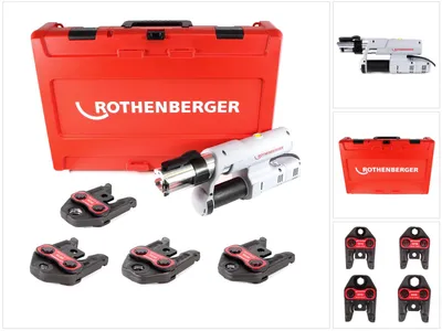 Zdjęcie produktu dla Zaciskarka Rothenberger ROMAX AC ECO Basic 230 V typ C zestaw "V" w walizce transportowej ze szczękami zaciskowymi SV 15-18-22-28