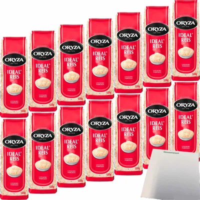 Produktbild von Oryza Ideal Reis Langkorn Parboiled 14er Pack (14x500g Beutel) + usy Block
