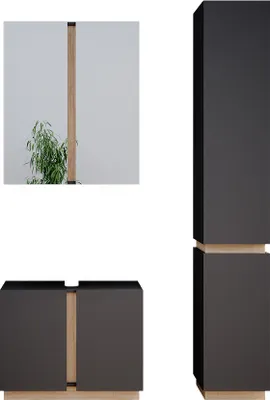 Produktbild von Badmöbel-Set Vicco Gloria Anthrazit 3 Teile, mit Hochschrank, Model 40894