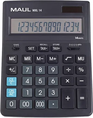 Obrázek produktu pro MAUL stolní kalkulačka MXL 14 LCD displej 1 řádek, 14 číslic Solární baterie 20,5 x 15,5 x 3,5 cm černá