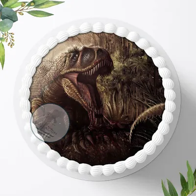 Produktbild von Für die Geburtstags Torte, Zuckerbild mit dem Motiv: Dinosaurier , Dino, Essbares Foto für Torten, Fondant, Tortenaufleger Ø 20cm, 0404c