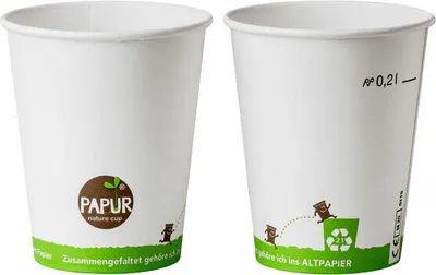 Produktbild von 150x  Heissgetränkebecher Pappbecher PAPUR 80mm Ø mit Eichstrich 200 ml