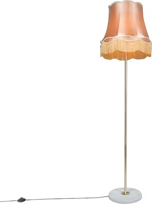 Produktbild von Retro Stehleuchte Messing mit Granny Schirm Gold 45 cm Kaso