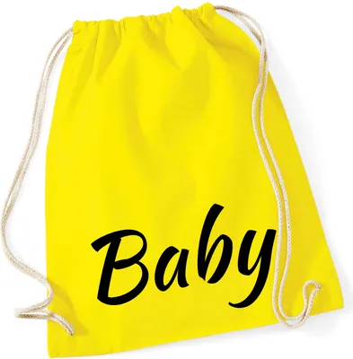 Produktbild von Huuraa Turnbeutel Baby Schriftzug 12 Liter Yellow Baumwolle Rucksack Geschenkidee