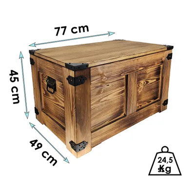 Produktbild von CREATIVE COOPER Couchtisch, holzbox, schatztruhe, aufbewahrungsbox, rustikal truhentisch, couchtisch, 77x49x45 cm, Handarbeit holztruhe, Eco Holzöl Eiche