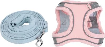 Immagine prodotto di Gilet, pettorina e guinzaglio per gatti, colorati, riflettenti, regolabili, a prova di fuga, per gattini per passeggiate all'aperto, blu, rosa, M
