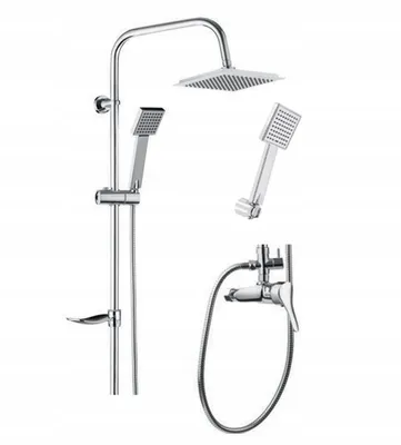Produktbild von Slim Square Aufputz-Duschset mit Chromhahn