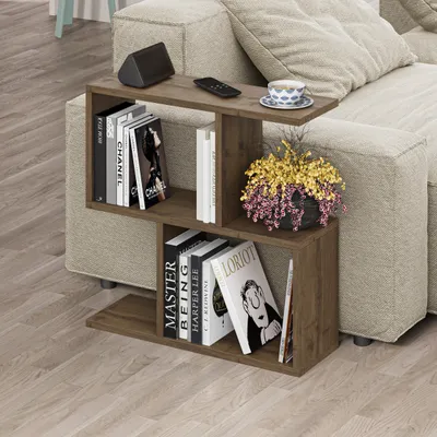 Produktbild von DECORTIE Homemania Modern Beistelltisch Dunkel Eiche Effekt Mehrzweck 60 x 19.5 x 60 cm
