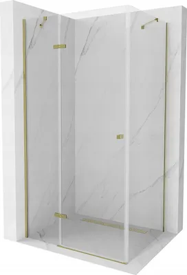 Image de Cabine de douche Mexen Roma avec porte battante 110 x 90 cm, Transparent, Or - 854-110-090-50-00
