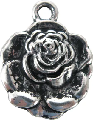 Produktbild von 100 Charm Anhänger Rosenblüte, 17 x 22 mm, antiksilber