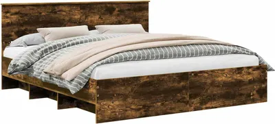 Produktbild von vidaXL Bettrahmen Geräucherte Eiche 200 x 200 cm Holzwerkstoff