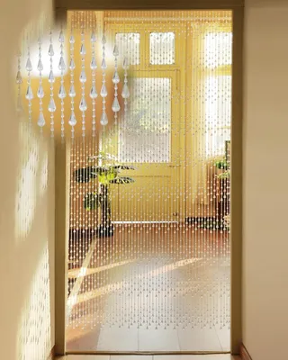 Obrázok produktu pre Korálková záclona 90 x 200 cm, 60 prameňov, plast, pre balkónové dvere