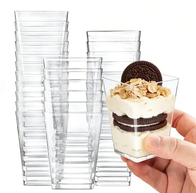 50er-Set transparente Dessertbecher aus Kunststoff, 160 ml