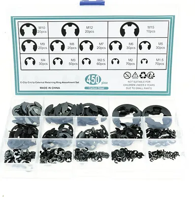 Produktbild von INF 450 Stück E-Clip Sicherungsring Sortiment Set - Schwarz