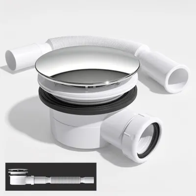 Produktbild von doporro Ablaufgarnitur für Duschwanne, Duschablauf AL01 für Duschtasse mit Ablaufloch von Durchmesser 90 mm, Geruchverschluss ca 45 mm