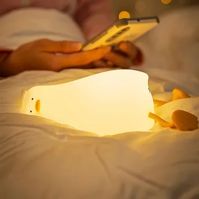 Produktbild von Ente Nachtlicht Warmweisses Nachtlicht mit Beruehrungssensor 3 Lichthelligkeit Weiches Silikon Tier Nachtlampe Handyhalter Nachtbegleiter