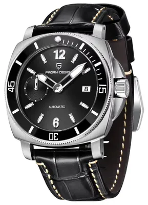 Immagine prodotto di Orologio da uomo Pagani Design Bower, movimento meccanico, cinturino in vera pelle, colore nero
