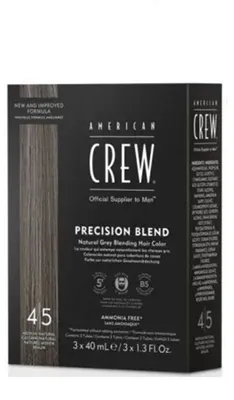 Immagine prodotto di American Crew Precision Blend, tinta naturale per capelli che copre i capelli grigi, per uomo, tonalità marrone naturale 4-5, confezione da 3 flaconi da 40 ml