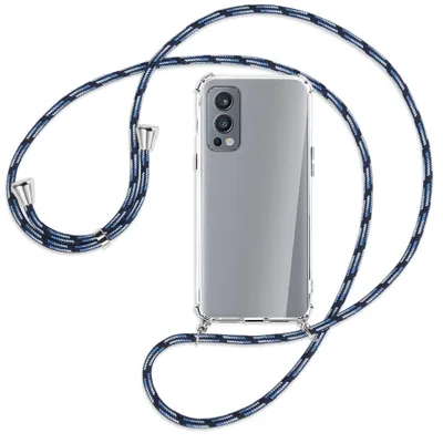 Produktbild von Handykette Backcover-Schutzhülle mit Band (Metall silberfarben) für OnePlus Nord 2 5G - Blautöne