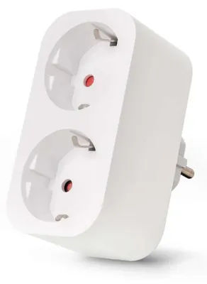 Image de Adaptateur double prise Entac Smart WIBLE, droit, 220-240 V, 16 A, blanc, 3680 W, 50 mm