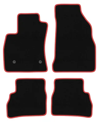 Image de Tapis de sol en moquette pour Fiat Doblo III 2021- (ludospace) – jeu 4 pièces, noir/rouge, sur mesure – Wielganizator CARLUX