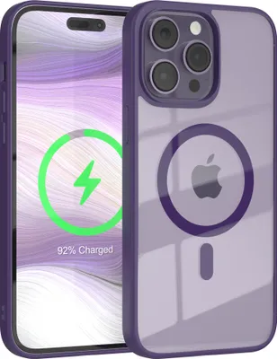 Produktbild von EAZY CASE Clear MagSafe Case für Apple iPhone 14 Pro Max, Qi-Charging, Silikon mit Kameraschutz, Bumper Case in Violett