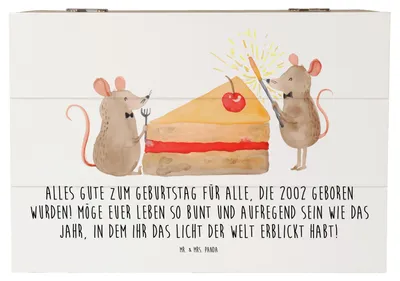 Produktbild von Mr. & Mrs. Panda Kiste 2002 Geburtstag 22 x 15 cm - Weiß - Geschenk, Geburtstagskind, Box, Happy Birthday, Geburtstagsgeschenk, 21., Geschenkbox, fotobox, feiern, Alter