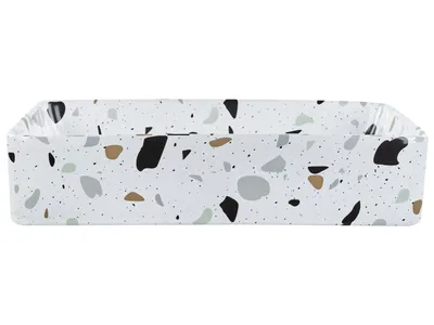 Zdjęcie produktu dla BELIANI Umywalka łazienkowa nablatowa biała z efektem lastryko ceramiczna 51 x 34 cm prostokątna