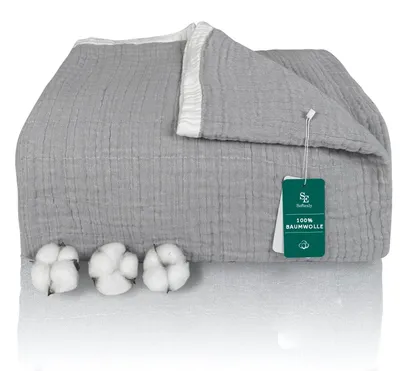 Obrázok produktu pre Solidchoice – Dekoračná prikrývka, 100% bavlna, 150 x 200 cm