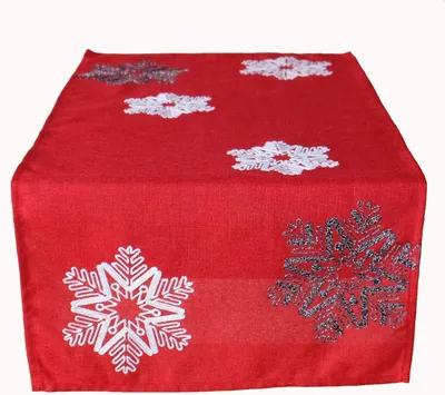 Produktbild von Tischläufer Stickerei Eiskristalle Winter Weihnachten Dekoration 40 x 85 cm