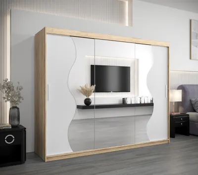 Produktbild von Kleiderschrank ROZALIE – Breite 250 cm, Eiche sonoma / weiß