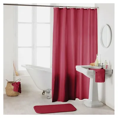 Image de Rideau de Douche avec Crochets 180 x 200 cm Essencia Framboise - Polyester
