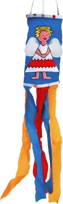 Produktbild von Wolkenstürmer Windspiel Windsack Engel 70cm (blau) - Weihnachtsdeko für den Garten, Balkon oder Terrasse