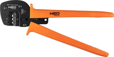 Obrázek produktu pro NEO TOOLS Zage pro lisování konektorů MC4 2,5, 4,5 a 6,0 mm2, s nuceným zajištěním, nastavitelný držák kolíků, materiál rukojeti PVC, klíč Torx, pro montáž fotovoltaických panelů