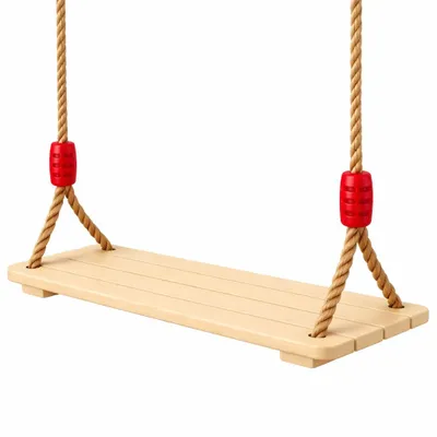 Obrázek produktu pro Dřevěná houpačka GINGER HOME pro zahradu, s lanem – přírodní dřevo, 33 cm