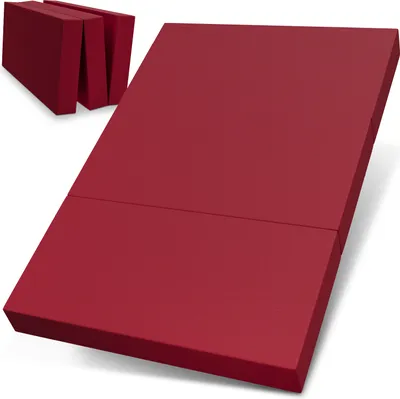 Produktbild von ELONEO Klappmatratze, Gästematratze, 3-teilige Faltmatratze, Schaumstoff extra dick (15cm), waschbar, Bandscheibenwürfel, klappbar, Faltbare Matratze, Erwachsene (Rot, 120 x 195 x 15 cm)
