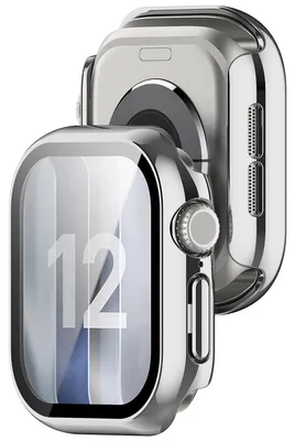 Produktbild von Schutzhülle mit Glas für Apple Watch Series 12 46mm, Bizon Case Watch Adamo, Silbern