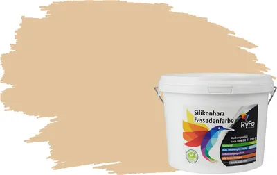 Produktbild von RyFo Colors Silikonharz Fassadenfarbe Lotuseffekt Trend Bahamabeige 3l - bunte Fassadenfarbe, weitere Braun Farbtöne und Größen erhältlich, Deckkraft Klasse 1