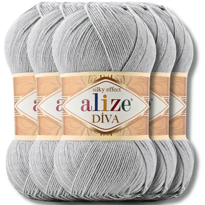Produktbild von Alize 5x 100g Diva Wolle, Uni, Häkeln, Stricken (496)