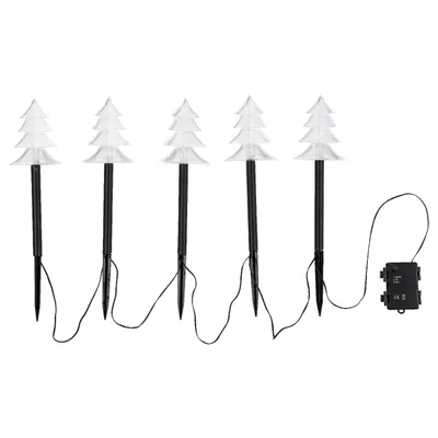 Produktbild von 5 Stück LED-Gartenleuchtstäbe Tannenbaum Batteriebetrieben inkl. Timerfunktion