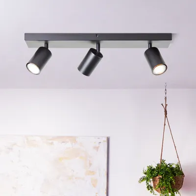 Produktbild von BRILLIANT schwarze Deckenleuchte JELLO | 3er Deckenspot mit wechselbarem LED Leuchtmittel | 3x 4,5W 345 Lumen 3000 Kelvin | Metall