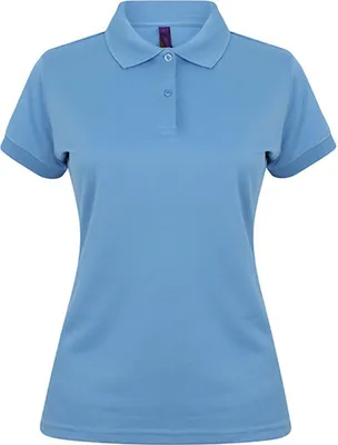 Produktbild von Henbury H476 | Damen Coolplus Wicking Polo Shirt / Mikro-Piqué - Farbe: Mid Blue - Größe: XXL