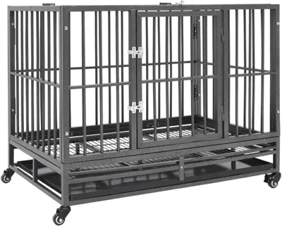 Produktbild von Hundekäfig aus Stahl mit Rollen, 92 x 62 x 76 cm, 23,35 KG, Schwarz