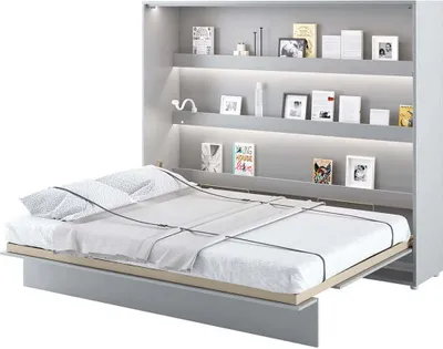 Produktbild von Wandklappbett Bed Concept 160x200 Schrankbett Horizontal Wandbett Gästebett Grau